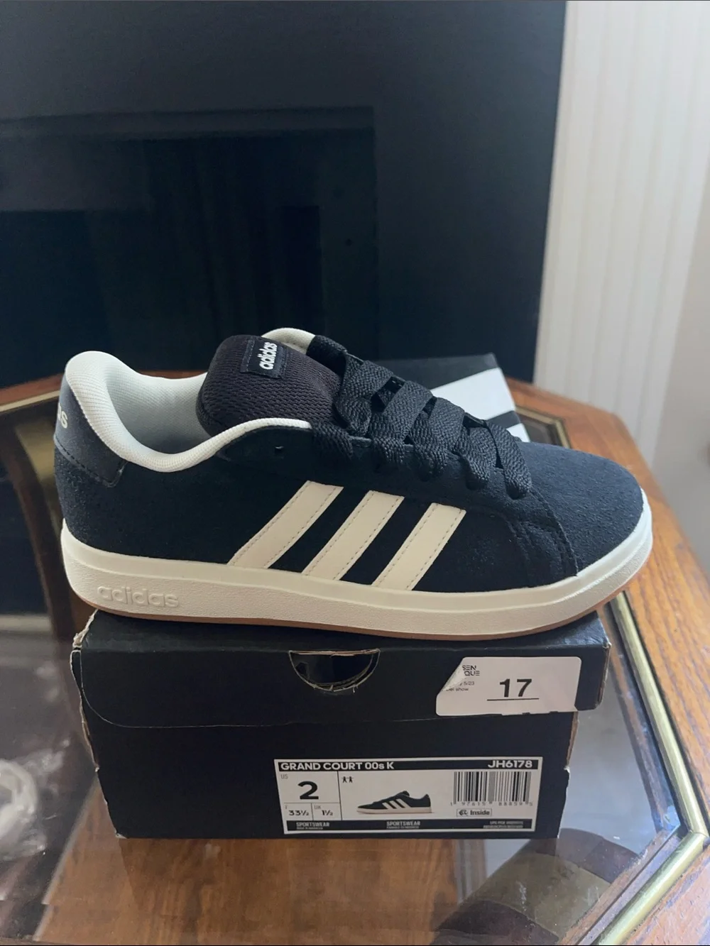 adidas Grand Court 00s Kids Sneakers - Black & White